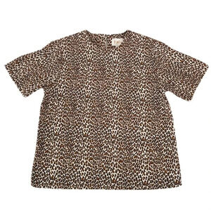 Vintage Leopard Cheetah Animal Print Boxy Oversized Fit Blouse Top Size Medium
